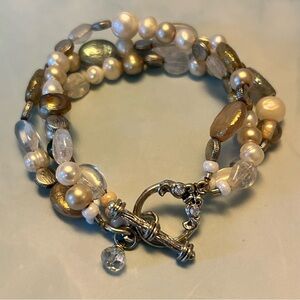 Three Strand Pearl and Bead Bracelet